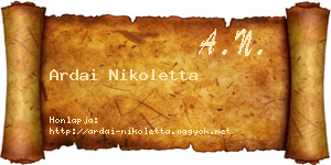Ardai Nikoletta névjegykártya
